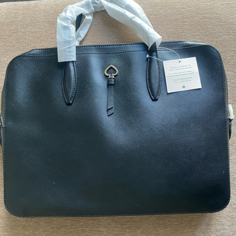 Kate Spade Black Leather Briefcase / laptop bag - Picture 3 of 5